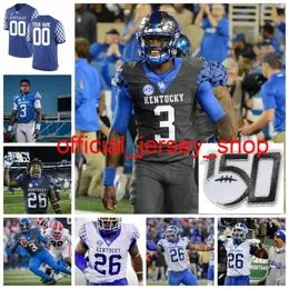 NCAA Kentucky Wildcats College Football Maglie 18 Randall Cobb Davonte Robinson David Bouvier Dermontti Dawson George Blanda Custom Stitche