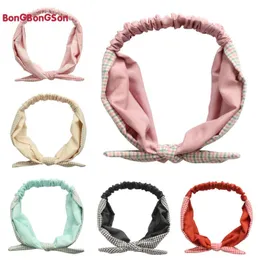 Hair Accessories Baby Bows Headband Elastic Born Kids Girls Boys Knot Bands Children Plaided Ear Bandeau Fille