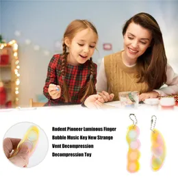 2pcs Pea Shape Finger Exercise Board Toy Novelty Fun Anti Stress Push Bubble Sensory Toys Soft Keychain Pendant