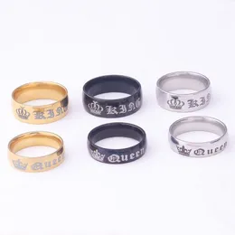 2021 Fine jewelry King Queen personalized lette Titanium steel Crystals from Austrian couple ring