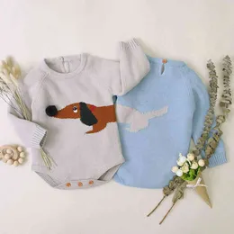 Baby Boys Girls Rompers Clothes Autumn Winter Fox Infant Boy Girl Kids Knitting Long Sleeve 210429