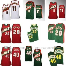 100% zszyty 20 Gary Payton 35 Kevin Durant 11 Detlef Schrempf 40 Shawn Kemp 34 Ray Allen Mężczyźni Koszykówka Koszulki College Jersey Rozmiar S-2XL