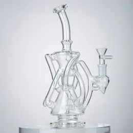 7 Tubes Glass Bongs Hookahs Klein Bong Showerhead Perc 5mm Thick Dry Herb Cyclone Dab Rig Clear Smoking Pipe Spinning Water Pipes Recycler Hookah Oil Rigs