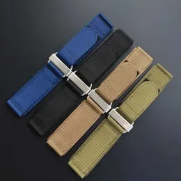 Gruby 24mm Army Green Blue Khaki Black Nylon Watch Pasek dla Bell Rose Br01 Br03 Pam Pam441 Pam111 Watchband Bransoletka Belt H0915