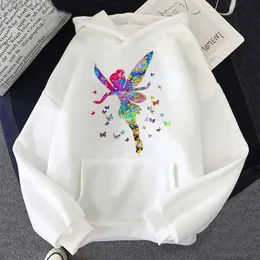 Damskie bluzy bluzy Mała Dragonfly Streetwear Hoodie Sudaderas Harajuku Estetyczne Białe Topy Kobiety 2021 Jesień Zima Moda SW