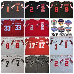 NCAA Football Ohio State Buckeyes College 8 Trey Sermon Jersey University 2 Chris Olave 7 CJ Stroud 1 Justin Fields 33 Master Teague III 레드 블랙 화이트 그레이 남성 세일