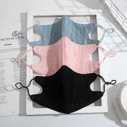 2022 Новые кружевные Двухслойные дышащие тонкие хлопковые маски против пыли, установленная на ушной маске для лица с промывной маской