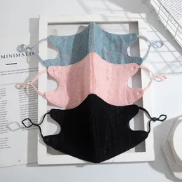 2022 New Lace double-layer breathable thin cotton masks anti-dust ear-mounted face mask with drill washable mask