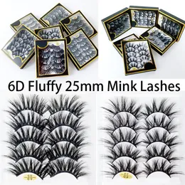 25mm 6D Fluffy Mink Lashes 5 Pares / Definir Natural Eyelashes Eyelashes Extensão Falso Eye Lash Maquiagem Ferramentas