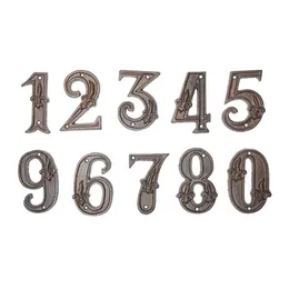 Inne sprzęt do drzwi Extra duże numery retro 0-9 Kreatywne artykuły spożywcze Cast Iron Metal DIY House Number Symbole