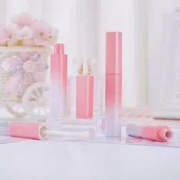 Butelki do pakowania 3.5ml Plastic Rurka Gradient Różowy I Biały DIY Lip Gloss Container Square Pusty Kosmetyczny Pojemnik 50 / 100szt