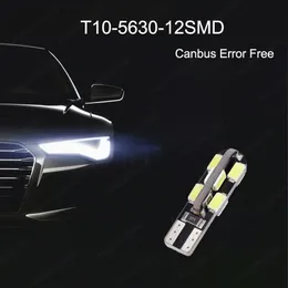 50ピースホワイトT10 W5W 5630 5730 12SMD LED車の電球キャンバスエラーFREE 194 168クリアランスランプテールボックスナンバープレートライト12V