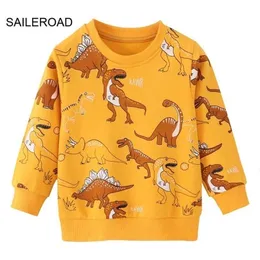 Saileroad Dinosaur Boys Sweatshirts Bomull Baby Girls Kläder Barnkläder Kids Hoodies Sweatshirt Höst 211110