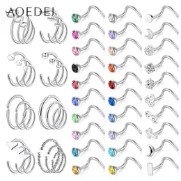 AOEDEJ 54 Teile/los Kristall Ringe für Frauen 316L Edelstahl Nasenstecker Indische Piercing Körperschmuck Pin Lot