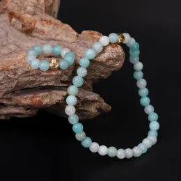 Charm Bracelets 4mm Beads Natural Quartz Stone Amazonite Blue Crystal Elastic Bangle Bracelet Women Yoga Meditation Reiki Healing