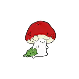 Mushroom Frog Cute Funny Brooches Pins for Women Men Kids Cartoon Animal Metal Badge Bag Denim Decor Accessories
