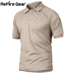 Refire Gear العسكرية التكتيكية قميص بولو الرجال الصيف الولايات المتحدة الجيش التمويه بولو رجل تنفس التجفيف السريع الذراع جيب بولو شيرت 210401