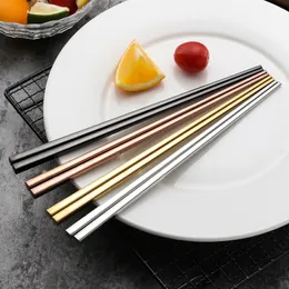 1 para ze stali nierdzewnej Chiny Chopsticks antypoślizgowe Metalowe Chopstick do Sushi Kije Żywność Stołowe Narzędzia Kuchnia