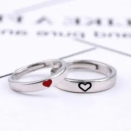 Trend mody Błyszczący pierścień w kształcie serca japoński i koreański styl prosta miłość para kropla pierścienia oleju Party popularna kreatywna biżuteria G1125