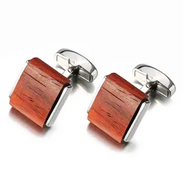 High Quality Square Rosewood Shirt Cuffs Cuff links Lepton Brand Low-key Luxury Wood Cufflinks For Men Jewelry