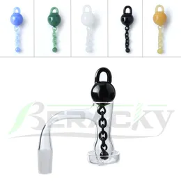 Beracky Seamless Beveled Edge Smoking Terp Slurper Quartz Banger with Unique Glass Marble Chains Cap Set 20mmOD 10mm 14mm 18mm Nails For Dab Rigs Water Bongs Pipes