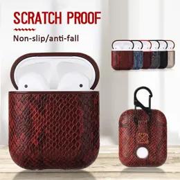 Custodie per auricolari Custodia wireless Snake Skin per AirPods Custodia protettiva in pelle PU Accessori Scatola di ricarica Air Pods