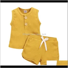 Conjuntos Bebê, Kids MaternitySummer Roupas Set Cotton Sank Top + Curto 2 Pcs Conjunto Bebê Menina Outfit Confortável Vestuário Drop Delivery 2021