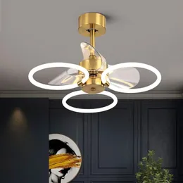 Ceiling Fans Nordic Living Room Fan Lamp Dining Bedroom Inverter Chandelier With Electric Light Remote Control 22 Inches