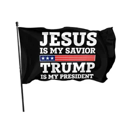 Jesus Is Savior Trump Is My President Bandiera 3x5ft Striscioni in poliestere 100D Indoor Outdoor Colori vivaci Alta qualità con due occhielli in ottone
