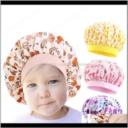 Cofano in cotone per bambini Cappello per la cura della stampa floreale Bambine Berretto per il sonno notturno Copricapo per bambini Accessori per copricapo Cappelli Rpnea Cappelli Djczi