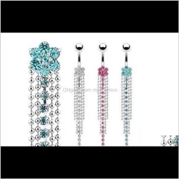 Bell Jewelrystainless Çelik Rhinestone Vücut Piercing Takı Göbek Düğmesi Halkalar Göbek Toka Küpe Dangle Aessorlar Moda PS2030