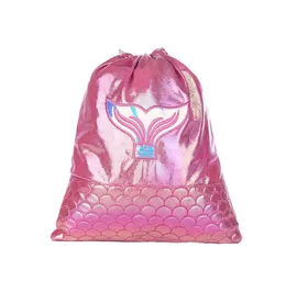 3pcs Backpack Kids Polyester Mermaid tail Prints Large Capacity Drawstring Bags Outdoor