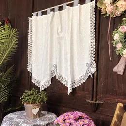 Vorhang aus Baumwolle, 205 x 90, weiß, halbe Stickerei, Cafe-Röhre, dekorative Schränke, kurz, 144 x 90