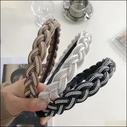 Stirnbänder Schmuck Schmuck Mode Haarschmuck für Frauen Twist Braid Stirnband Strass gewebtes Leder Haarband Großhandel Drop Delivery 20