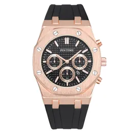 PINTIME Silicone Mens Watch Top Brand Luxury Quartz Clock Calendar Military Watch Men Sport Wristwatch Relogio Masculino Relojes 210804