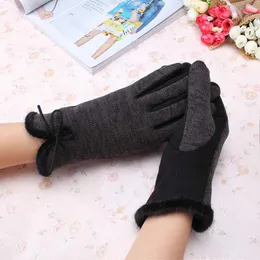 Fingerless Gloves Miya Mona Women Soft Bow Knot Comfortable Winter Warm Wrist Mittens Elegant Thicken Femme High Quality