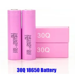 Wysokiej jakości INR18650 30Q 18650 Bateria Różowa skrzynka 3000MAH 20A 3.7V Outnażalne akumulatory litowe Płaskie baterie Pary komórek pary dla samsung szybko