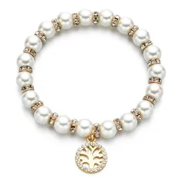 Pulseiras de pérola para mulher punho pulseira aniversário presente de luxo árvore de pulseira de pingente de vida