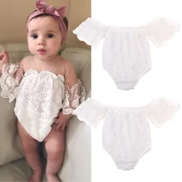 Rompers 0-24Months Born Kids Girls Lace Romper Hollow Out Off Shoulder Jumpsuit Sunsuit Princess Cute Summer Children Clothes