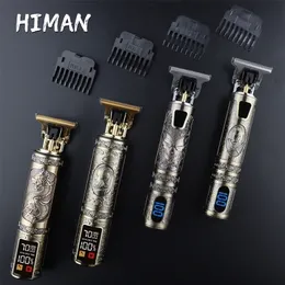 T Bald Head Hair Clipper Trimmer For Men Rechargeable Mower T-Outliner Barber Shaving Machine Vintage Haircut Cutter Cordless 220216