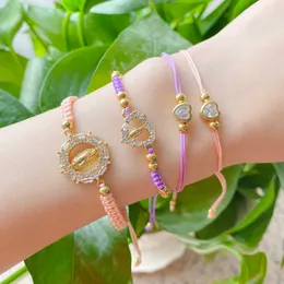 5pcs/lot Handmade Religious Jewelry Virgen De Guadalupe Braided Rope Bracelets Q0717