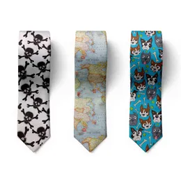 Ny mode Skull Punk Trend Men's Tie Novelty 8cm Slim Casual Dog Nylon Men's Tie Party Wedding Party Accessories Tie Cravatta Y1229