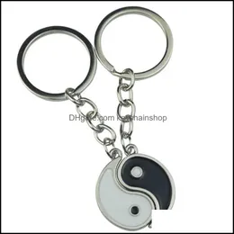 Keychains Fashion Accessories Vintage Chinese Elements Of Yin Yang Taiji Bagua Couple Keychain For Keys Car Key Ring Pendant Charm Alloy Gif
