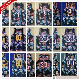 Floral Fashion Retro Camo Basketball Jerseys 10 Hardaway Dwyane Iverson 3 Wade 23 James 30 Curry 33 Mourning Bird 1 Penny Jerseys