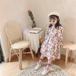 Herbst Neue Mädchen Kleider Mode Langarm Blumen Kleid Baby Mädchen Süße Prinzessin Kleid kinder Kinder Kleidung