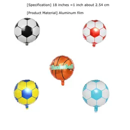 Fotboll Aluminium Film Ballong Round Basketboll Volleyboll Spel Tecknad Födelsedag Ballonger Dekoration 18 tum YL628