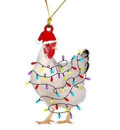 Factory Christmas Scarf Chicken Holiday Decoration, xmas Outdoor Decorations Wood Tree Ornament LLA9961