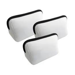 Sublimering blanks vattentät sminkväska handväska mjuk neopren blixtlåsad förvaring påse toalettartiklar kosmetiska resväskor vit