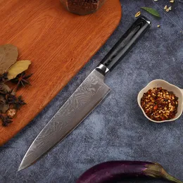 67 Layers Of VG10 Damascus Steel Sheet Micarta Handle Kitchen Fruit Cutting Outdoor EDC Tool Knife