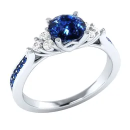 Genuine Natural Sri Lanka Sapphire S925 Sterling Silver Ring Birthstone Engagement Design Ladies Blue Gemstone Fashion 211217